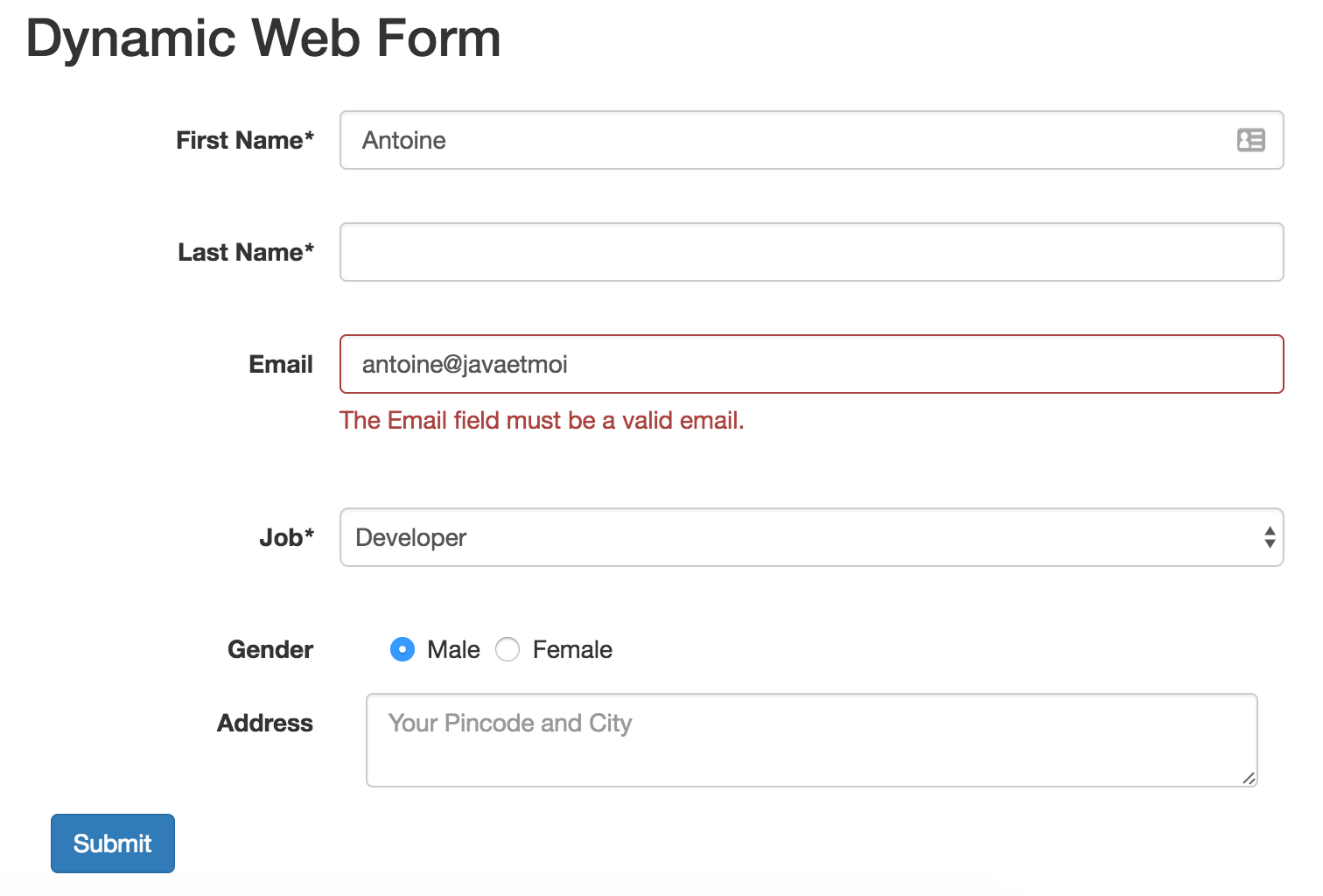 Formulaire dynamique en Vue.Js