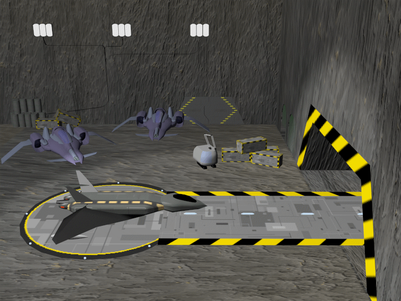 Animation de la base de départ dans le jeu Black Hell (VGA 320×200 pixels)