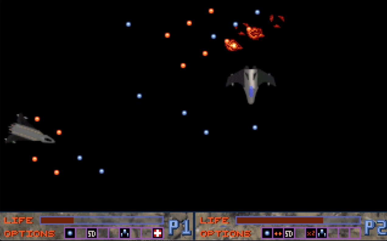 Screenshot du jeu Black Hell en mode 2 joueurs dans l&amp;rsquo;arène