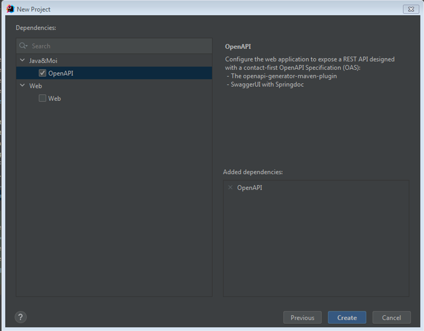 Dépendances Spring Initializr proposées depuis IntelliJ IDEA