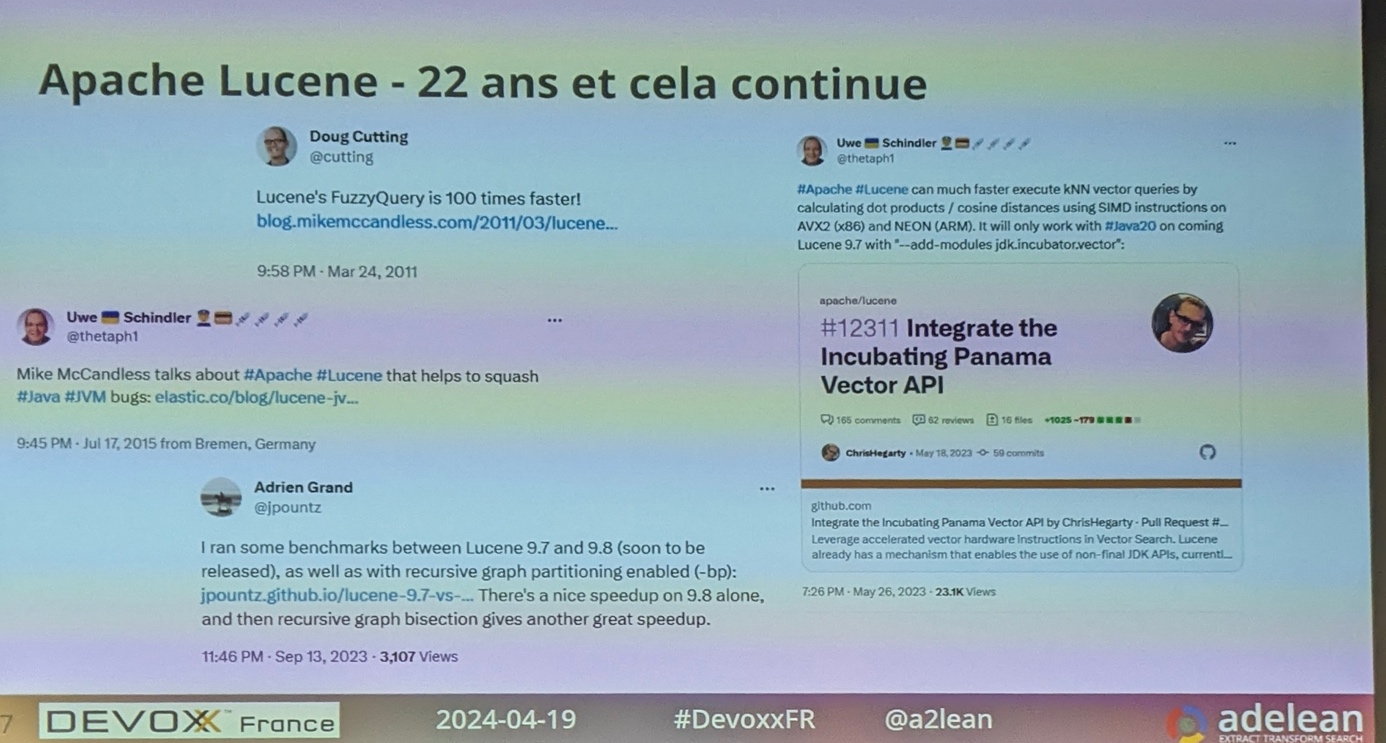 Tweets de contributeurs Apache Lucene suivis par Lucian depuis 2010