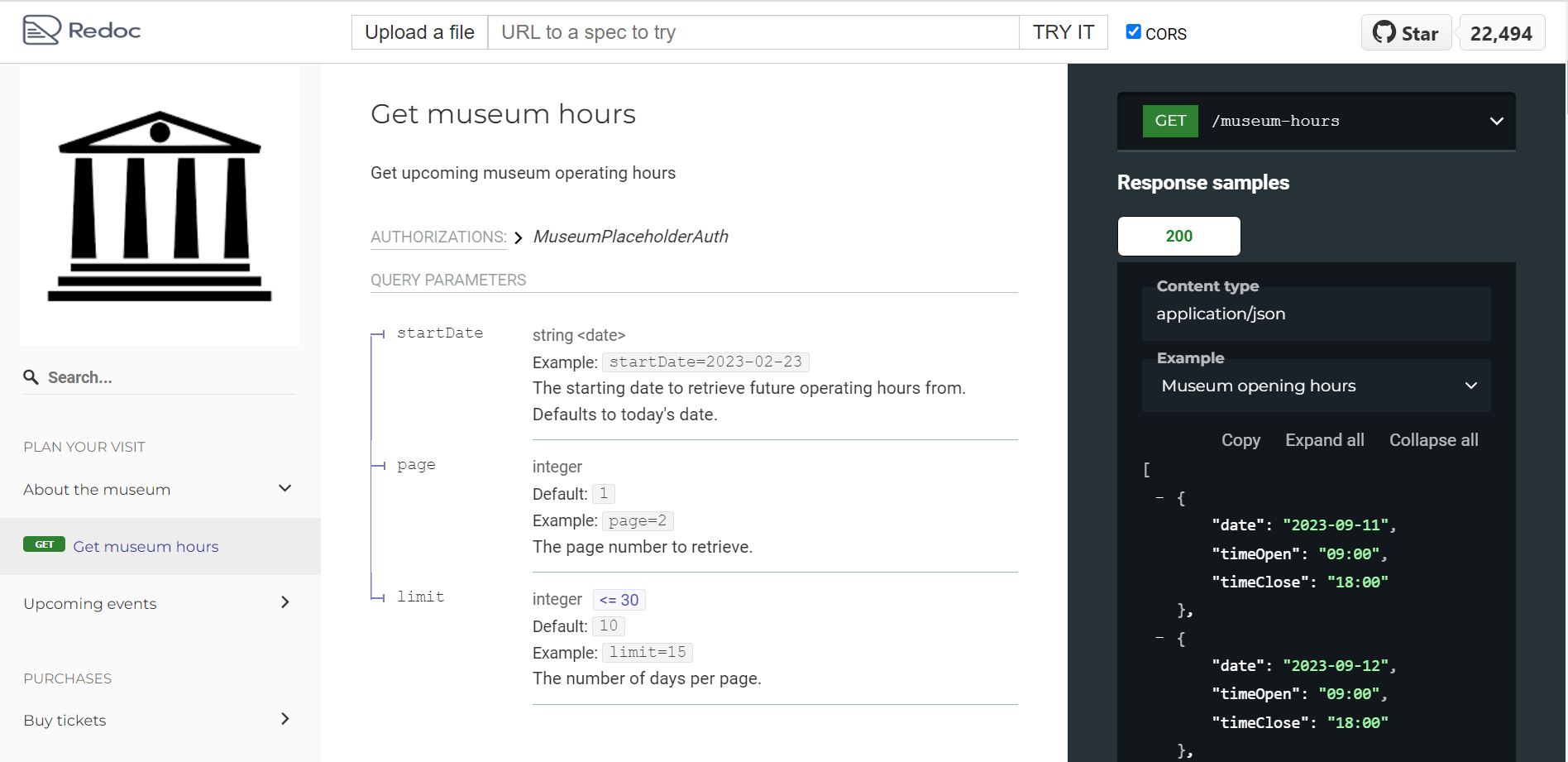 Interface ReDoc pour la documentation d&amp;rsquo;une API REST OpenAPI dans IntelliJ