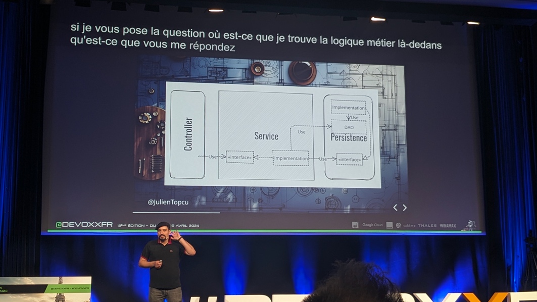 Schéma illustrant les inconvénients de l&amp;rsquo;architecture 3-tiers (Contrôleur-Service-Persistance)