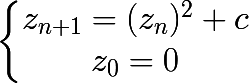 Formule mathématique de la suite de Mandelbrot