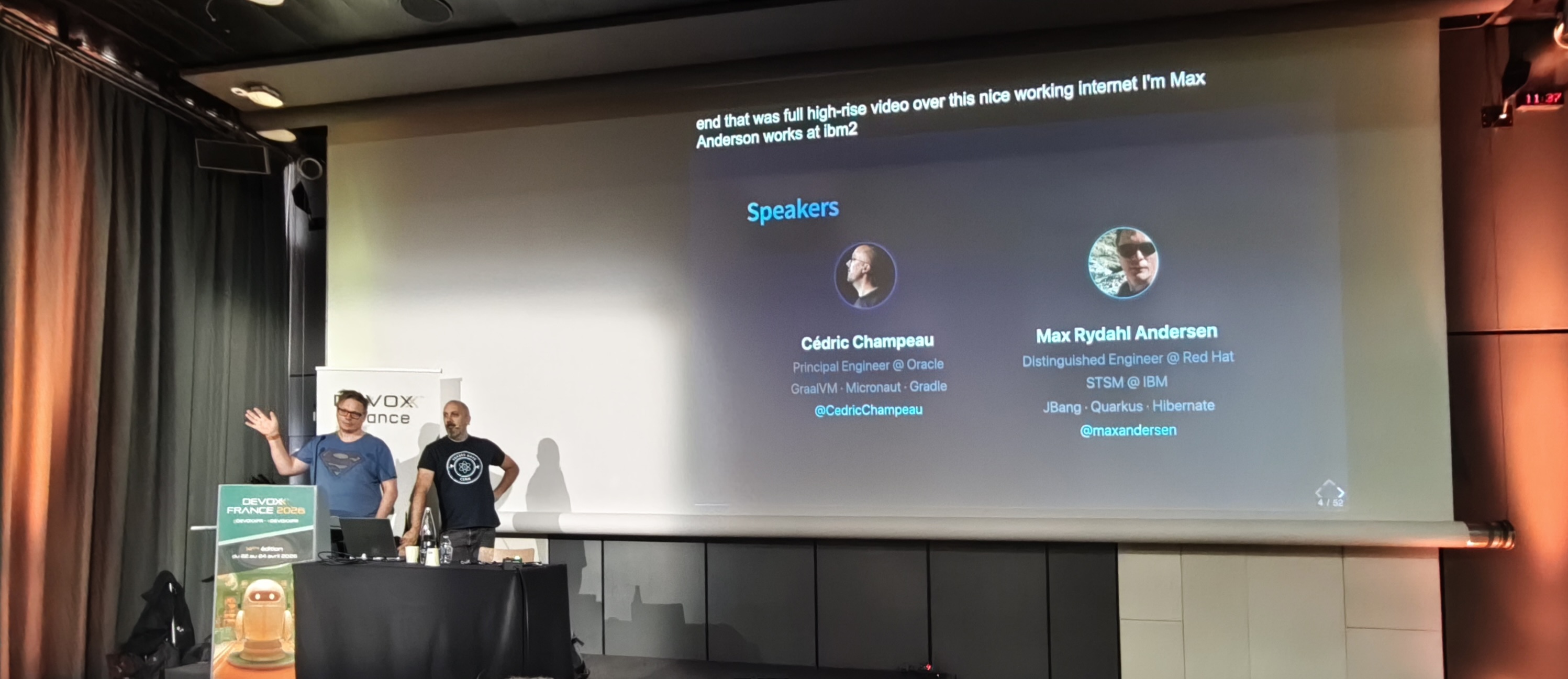 Cédric Champeau et Max Rydahl Andersen sur scène à Devoxx France 2026